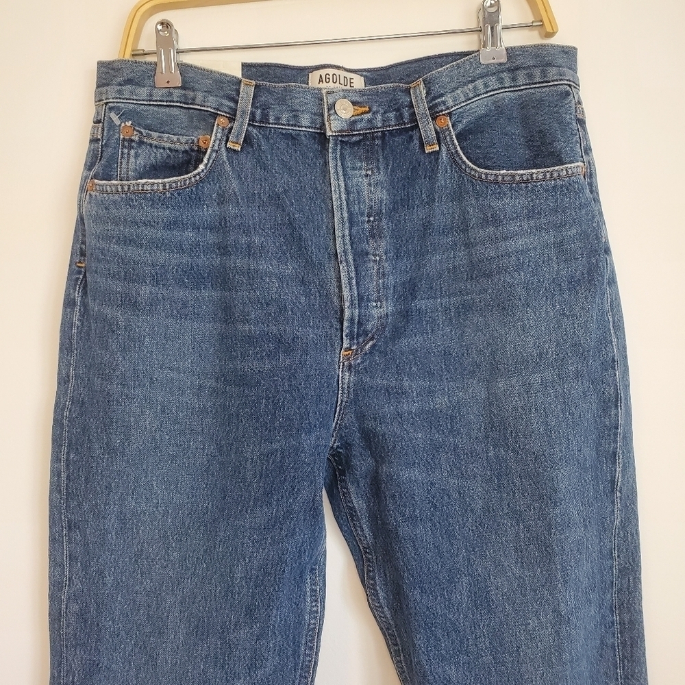 Agolde Riley Hi Rise Straight Crop Jeans In Air Blue - Picture 3 of 7